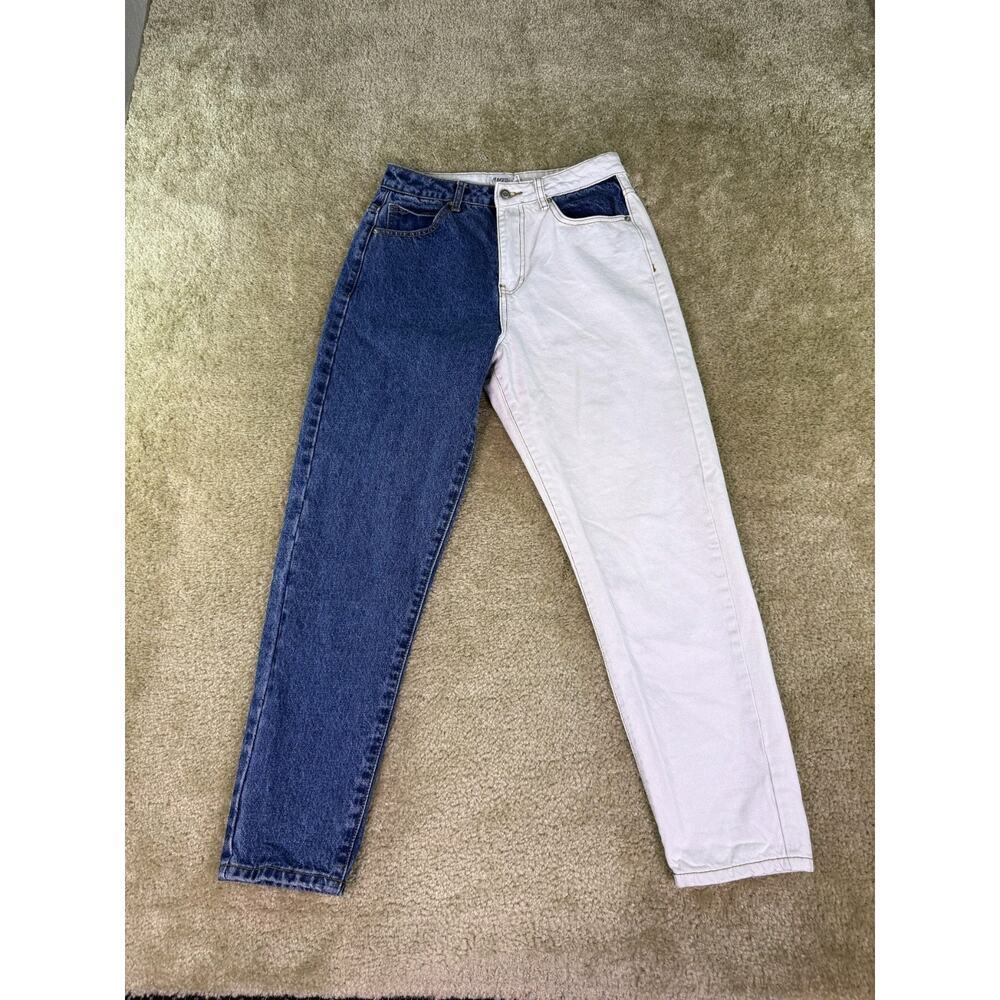 Princess Polly Jeans Womens Sz 6 High Rise Mom Jeans Blue And White D425